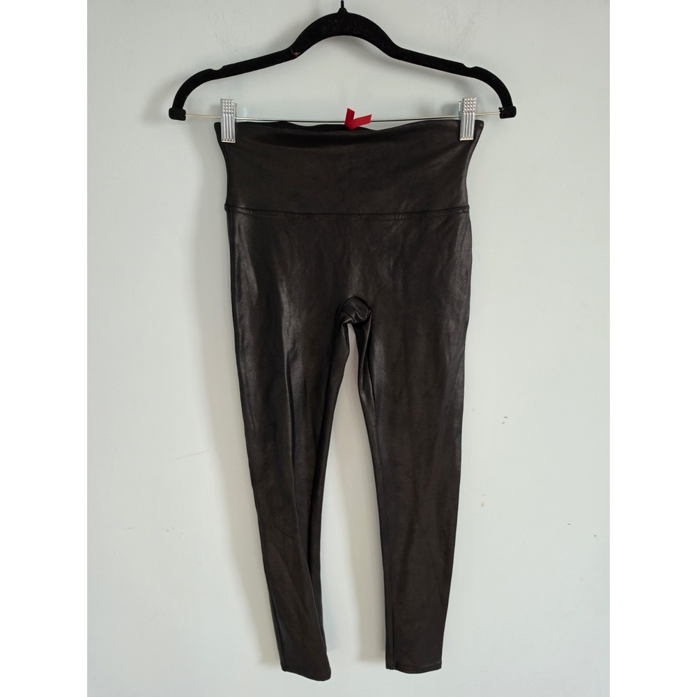 Spanx Faux Leather Leggings Activewear Casual Black Size M